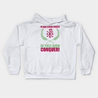 In hoc signo vinces | In this sign conquer - Chi Ro and Olive Branches with Motto Kids Hoodie